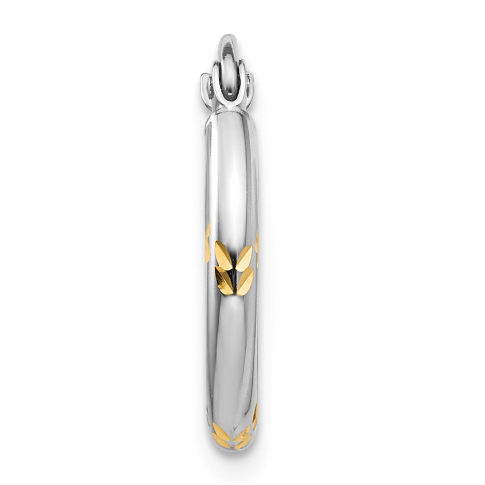 Single 14k White Gold and Yellow Rhodium D/C Hoop Earring