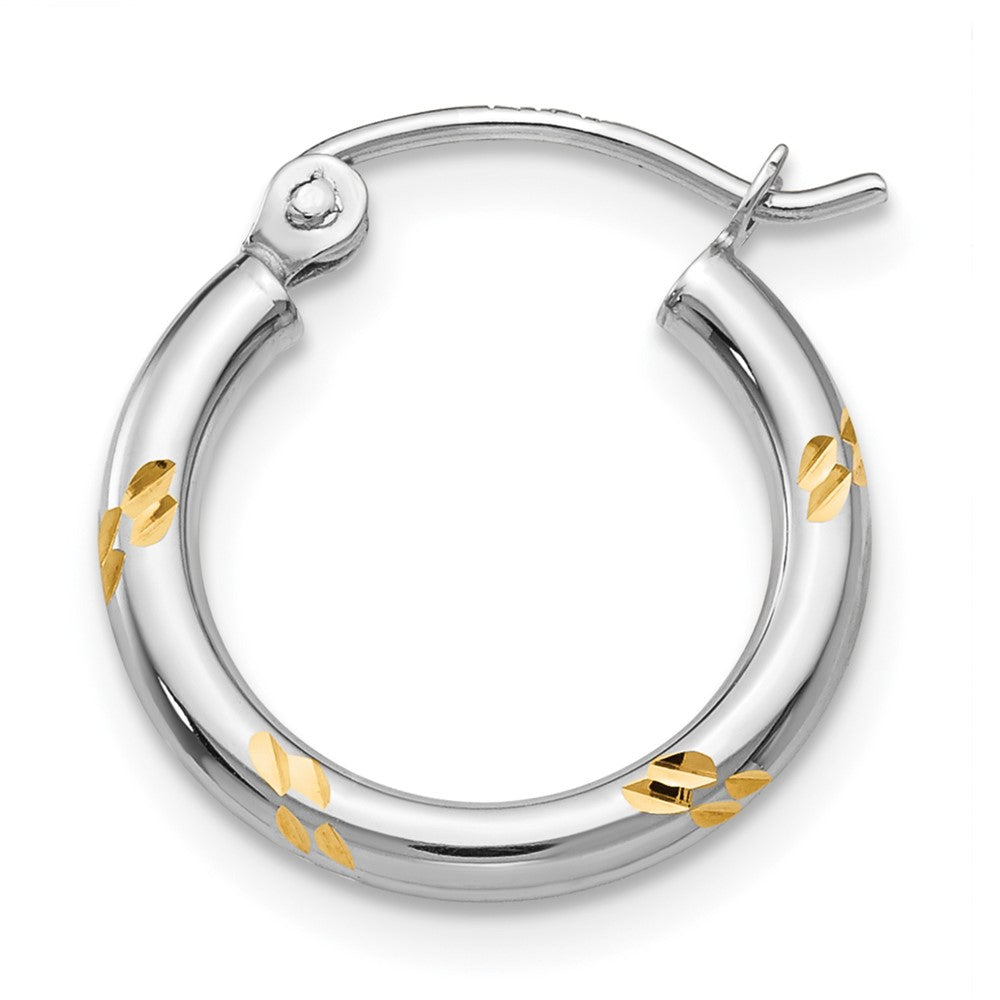 Single 14k White Gold and Yellow Rhodium D/C Hoop Earring