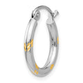 Single 14k White Gold and Yellow Rhodium D/C Hoop Earring