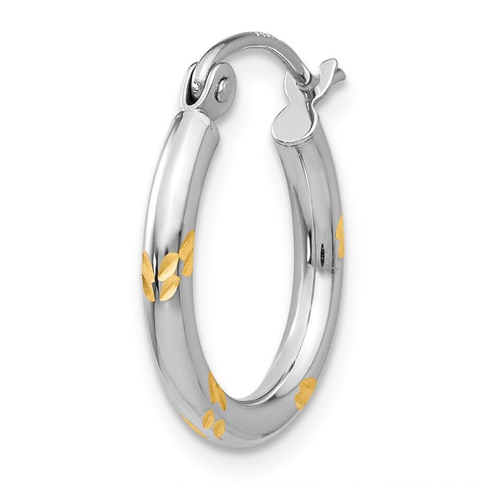 Single 14k White Gold and Yellow Rhodium D/C Hoop Earring