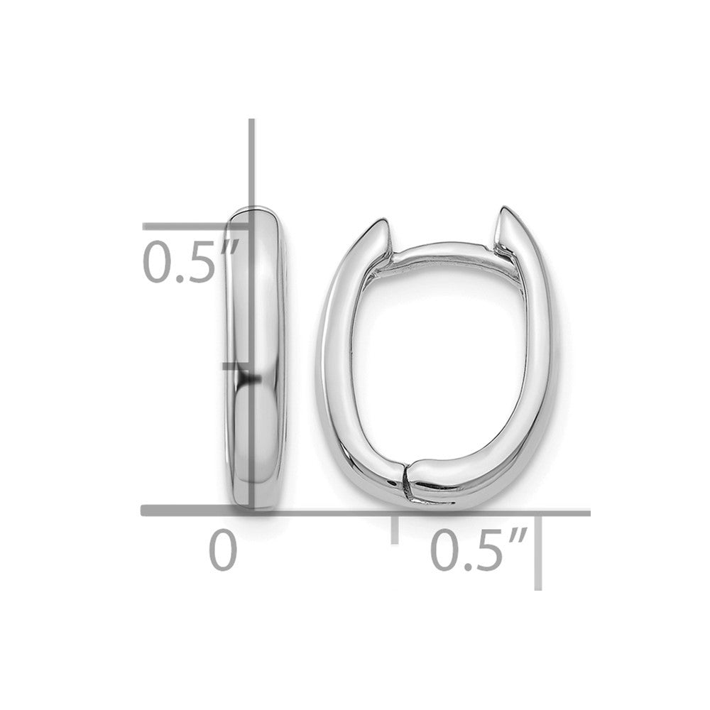 14k White Gold Oval Hinged Hoop Earrings