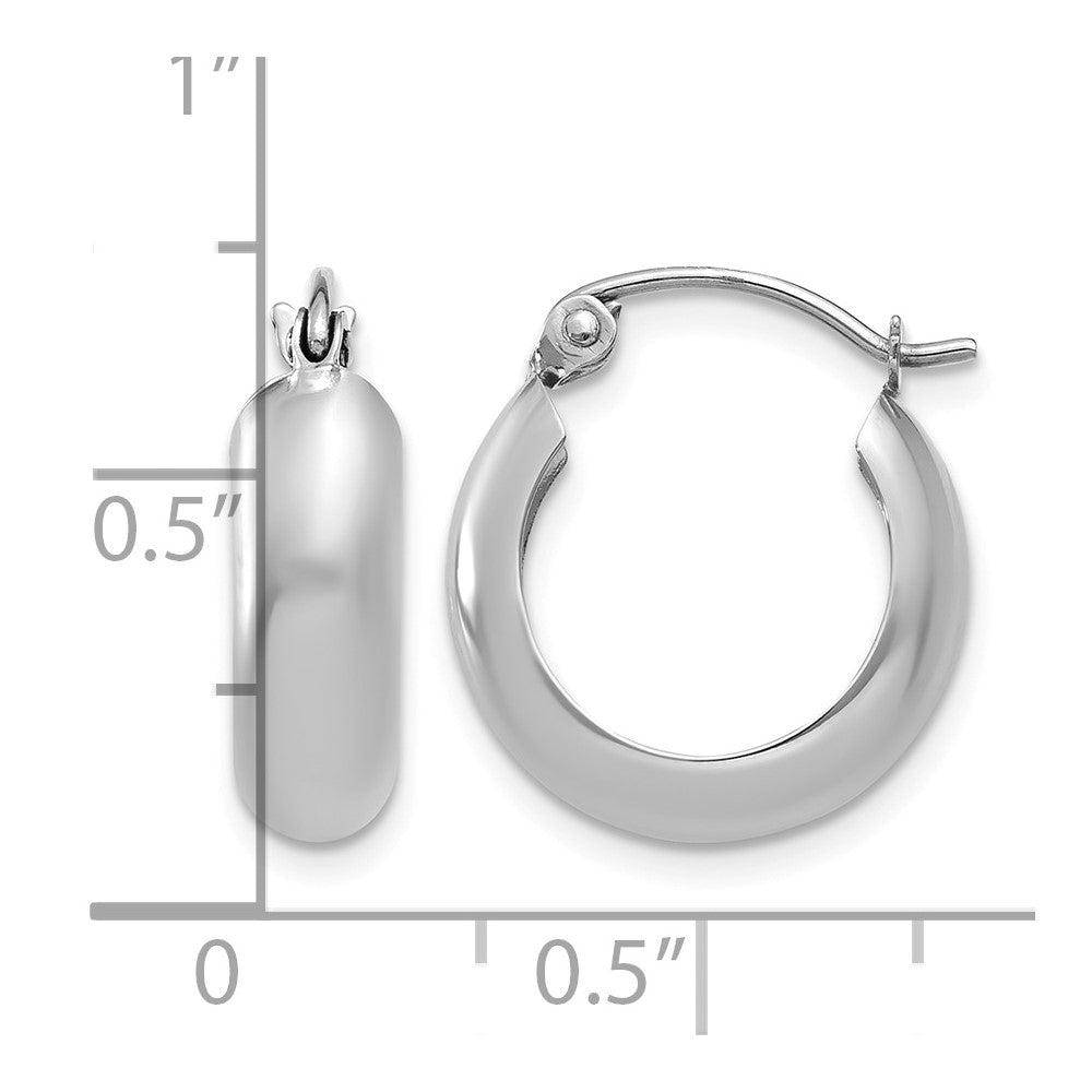 14k White Gold 4mm Round Hoop Earrings
