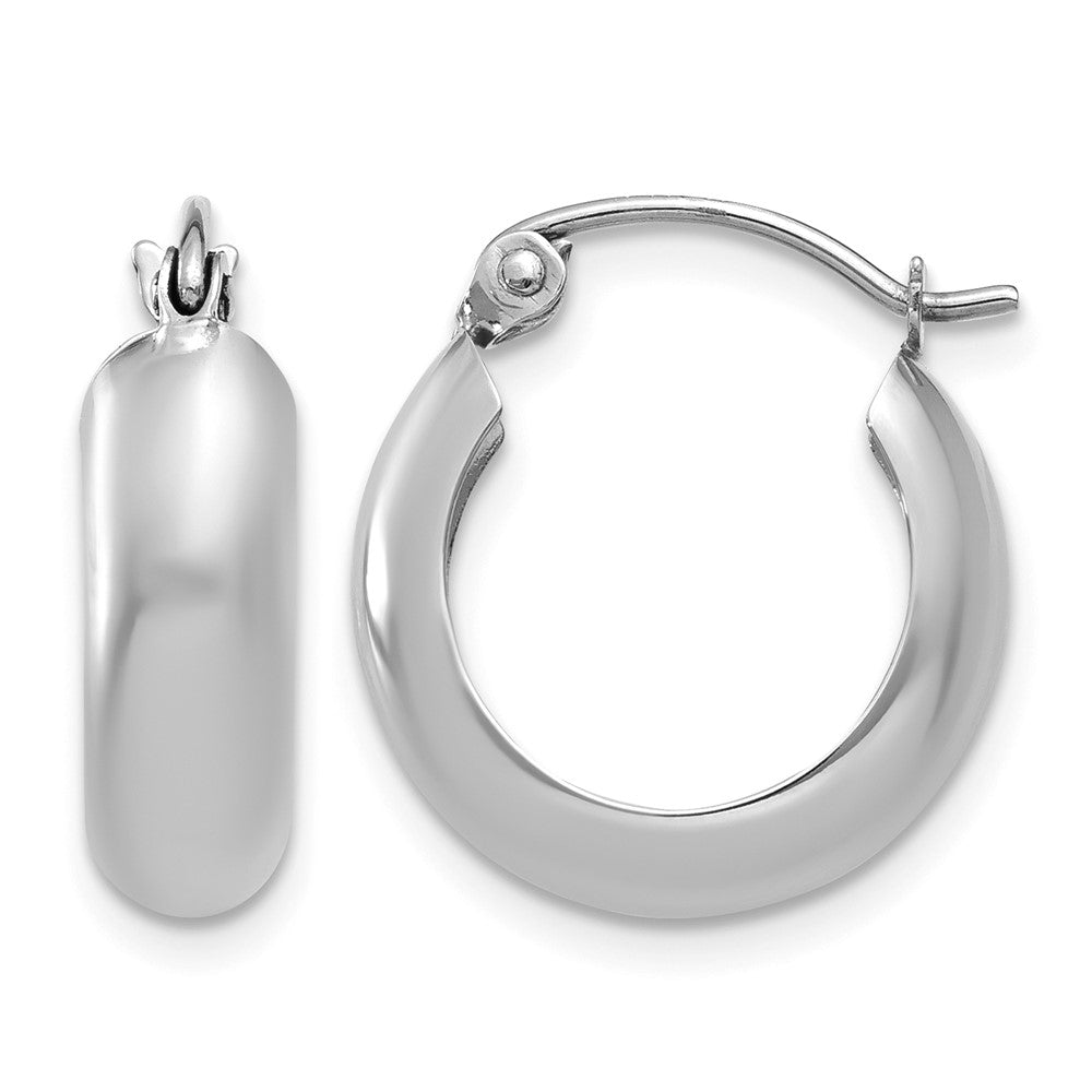 14k White Gold 4mm Round Hoop Earrings