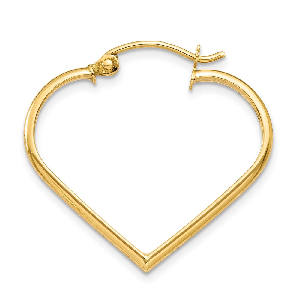 Single 14k Polished 2mm Heart Hoop Earring