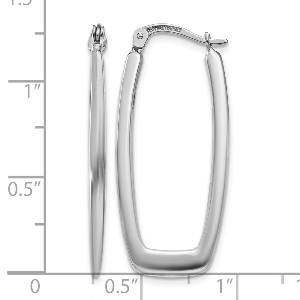 14k White Gold Polished 2.25mm Rectangle Hoop Earrings