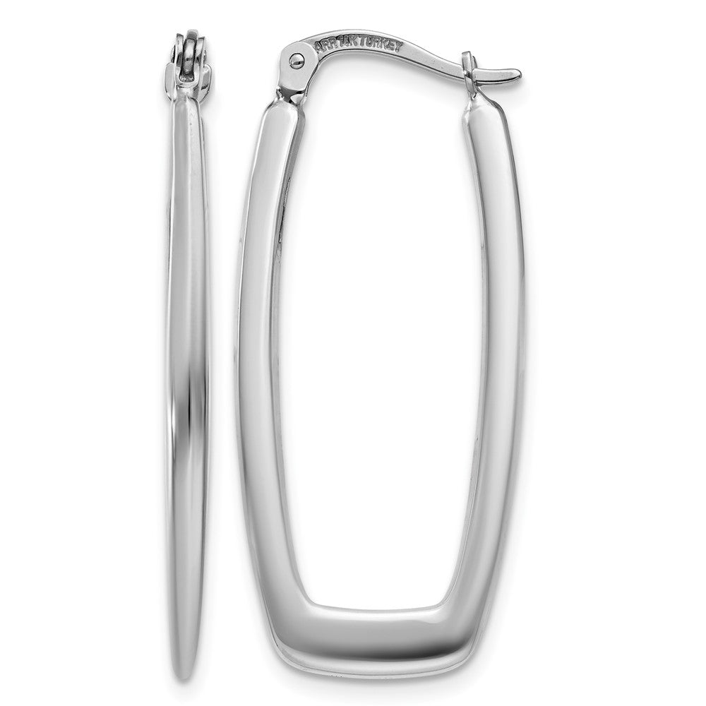 14k White Gold Polished 2.25mm Rectangle Hoop Earrings