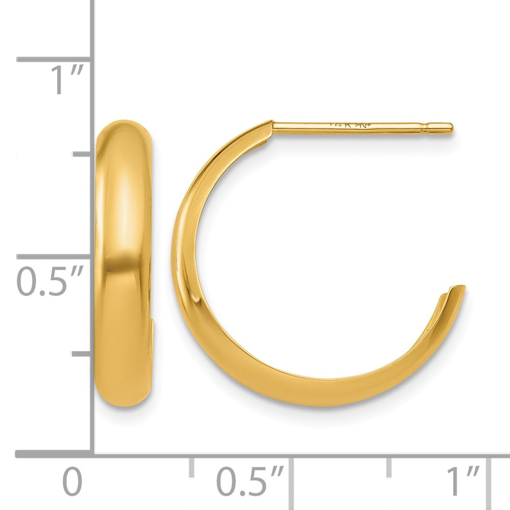 14k Polished 3.5mm J-Hoop Earrings