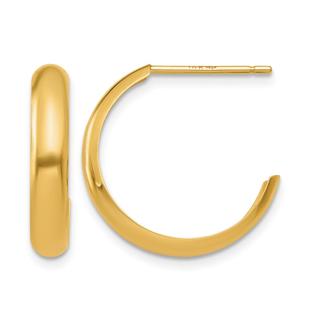 14k Polished 3.5mm J-Hoop Earrings