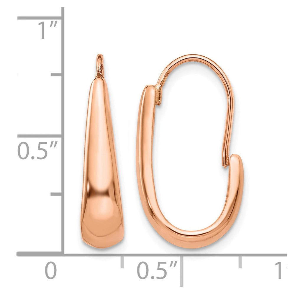 14k Rose Gold Polished Tapered J-Hoop Wire Earrings