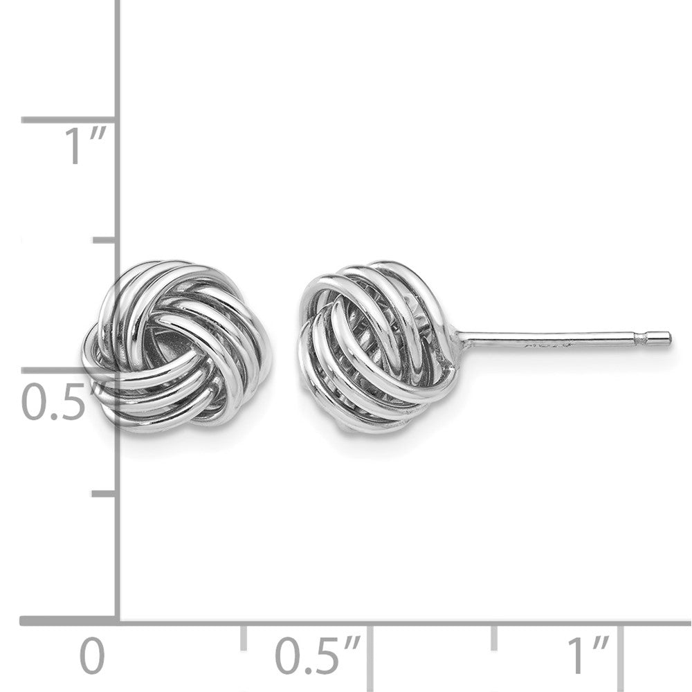 14k White Gold Ridged Love Knot Post Earrings