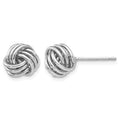 14k White Gold Ridged Love Knot Post Earrings