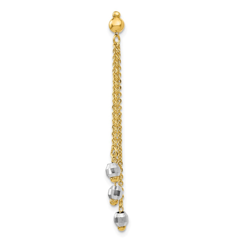 Single 14K Two-tone Cable Chain Faceted Bead Earring