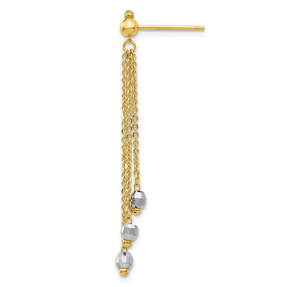 Single 14K Two-tone Cable Chain Faceted Bead Earring