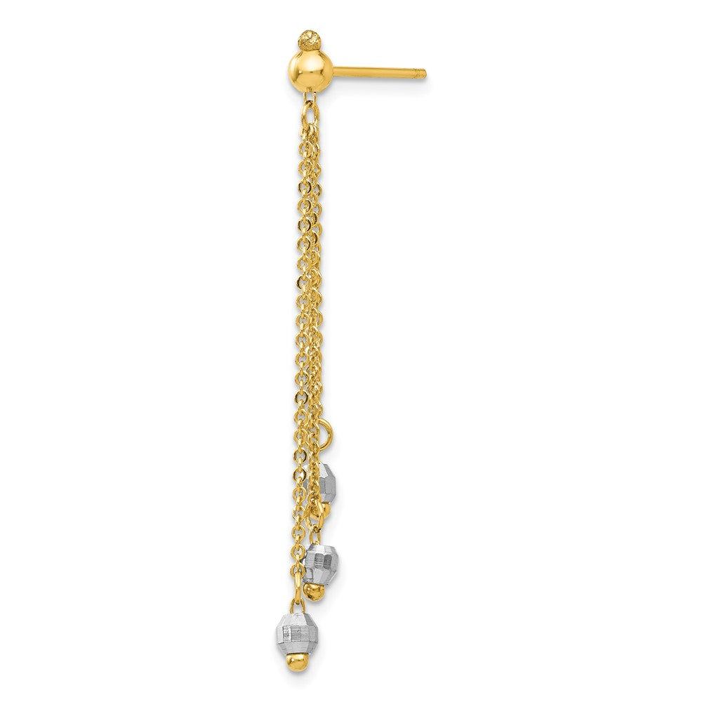Single 14K Two-tone Cable Chain Faceted Bead Earring