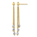 14K Two-tone Cable Chain Faceted Bead Earrings
