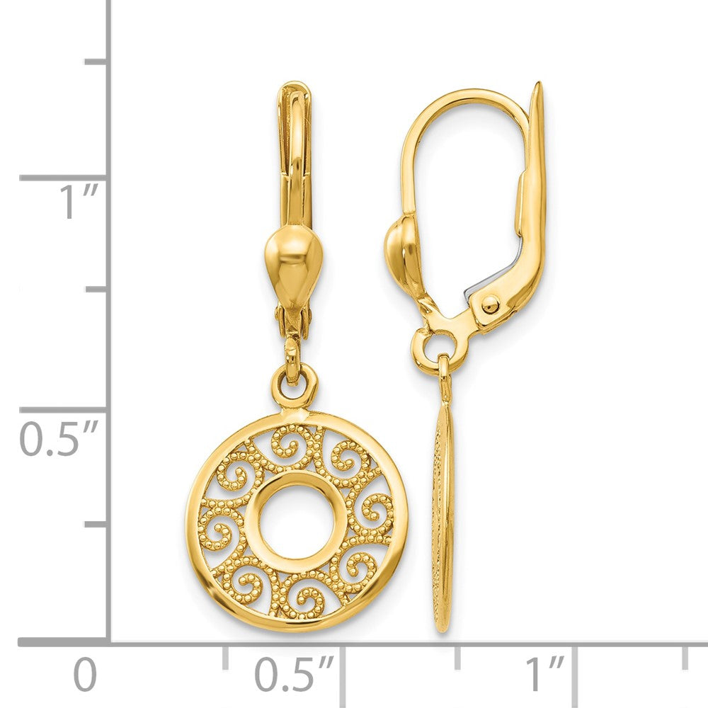 14K Leverback Filigree Earrings