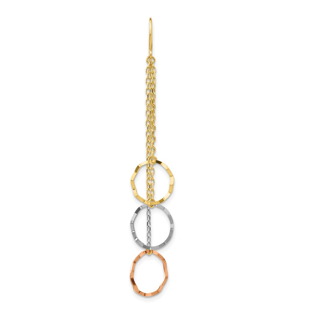 Single 14K Tri-Color Faceted Circle Earring