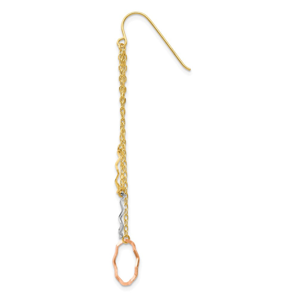 Single 14K Tri-Color Faceted Circle Earring