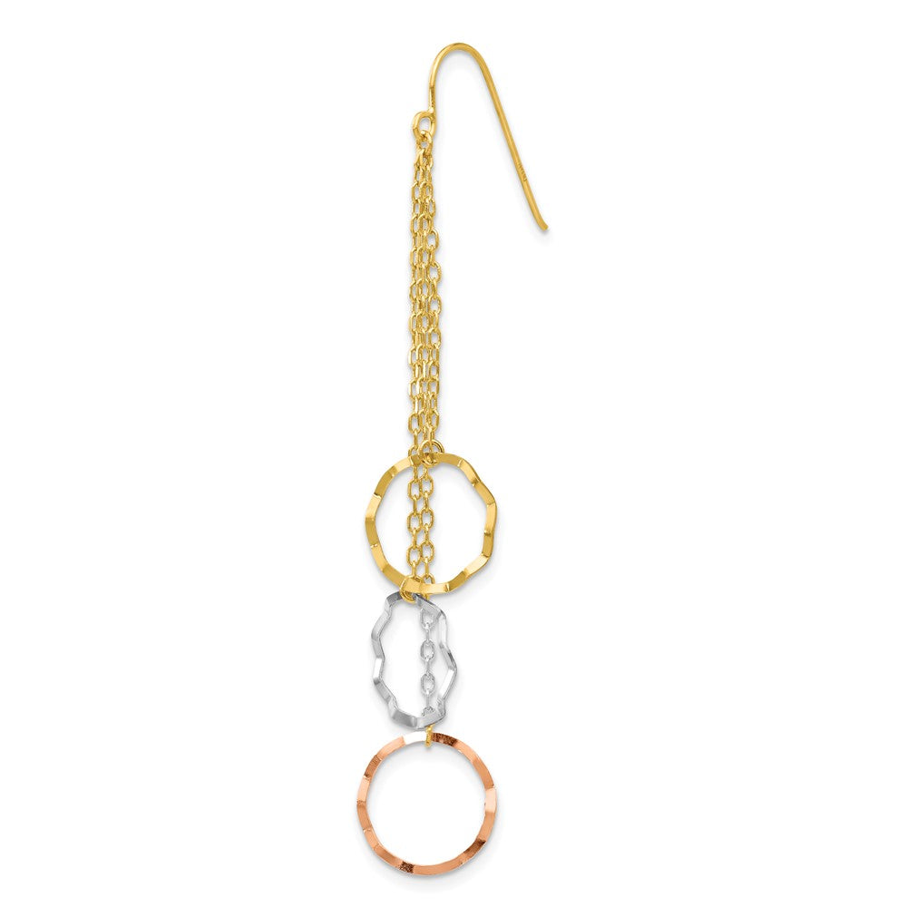 Single 14K Tri-Color Faceted Circle Earring
