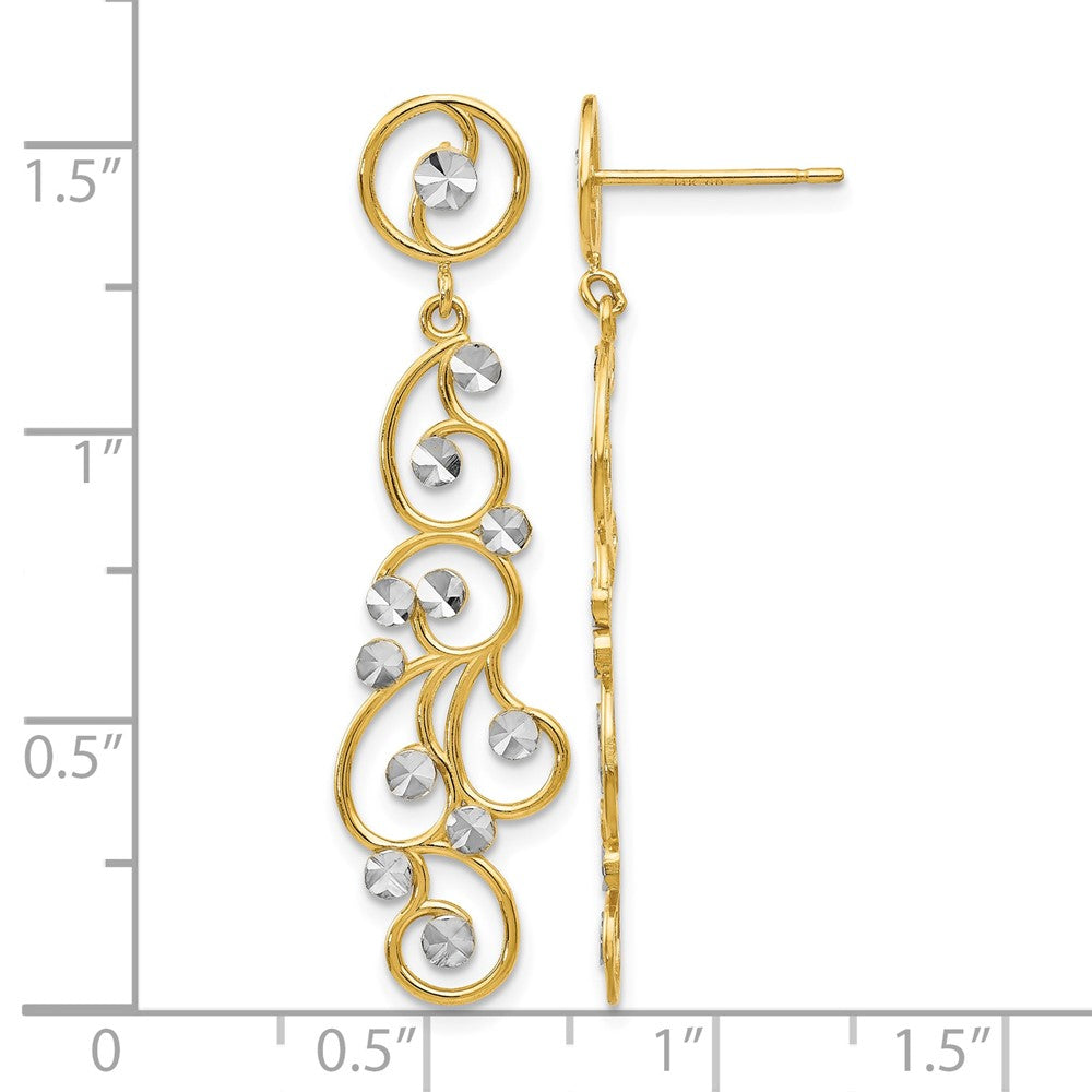 14k and Rhodium Filigree Dangle Earrings
