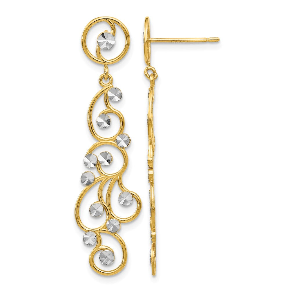 14k and Rhodium Filigree Dangle Earrings