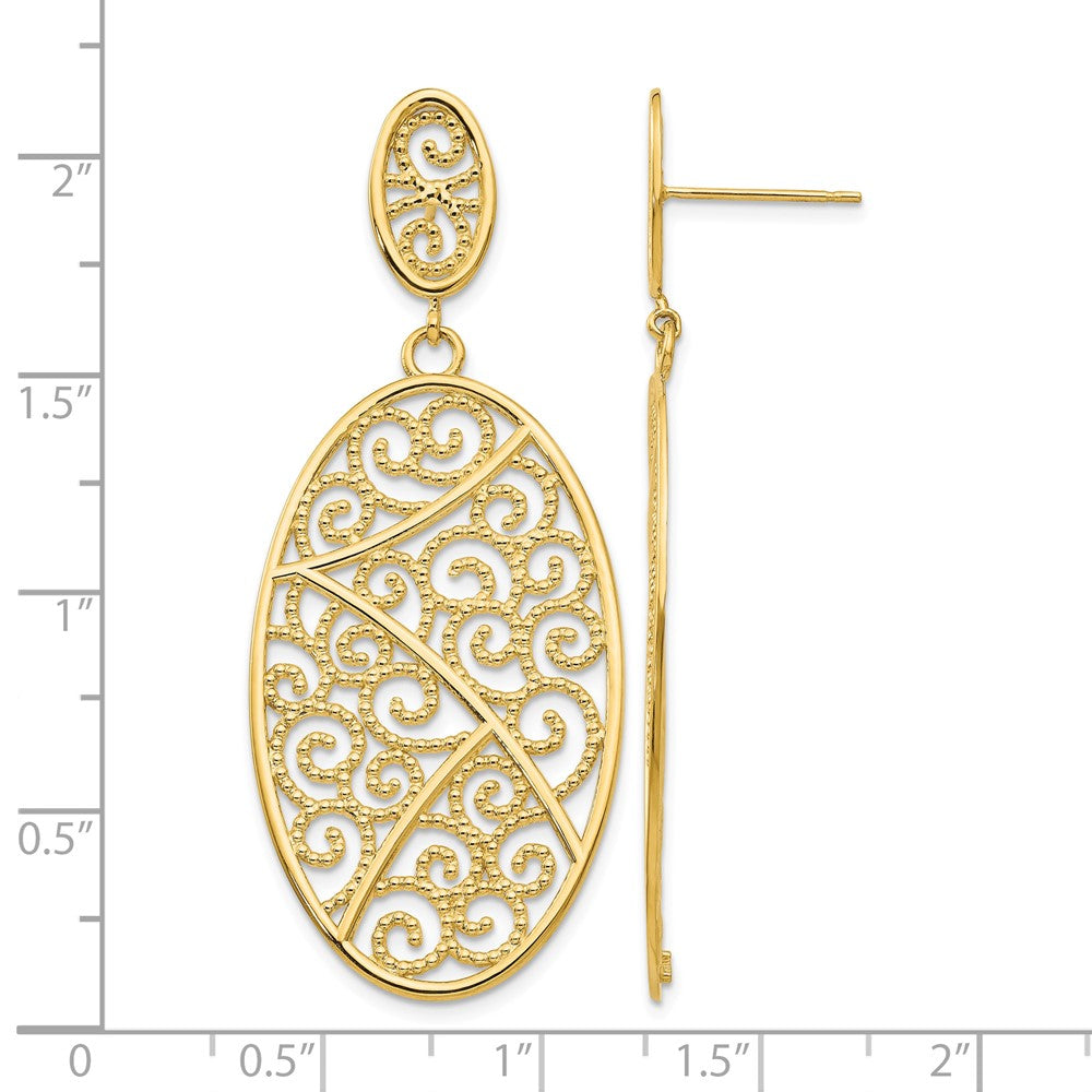 14K Oval Dangle Earrings