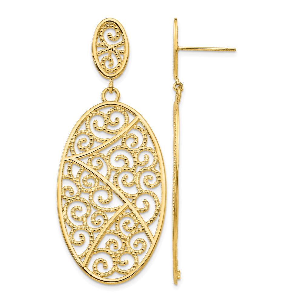 14K Oval Dangle Earrings