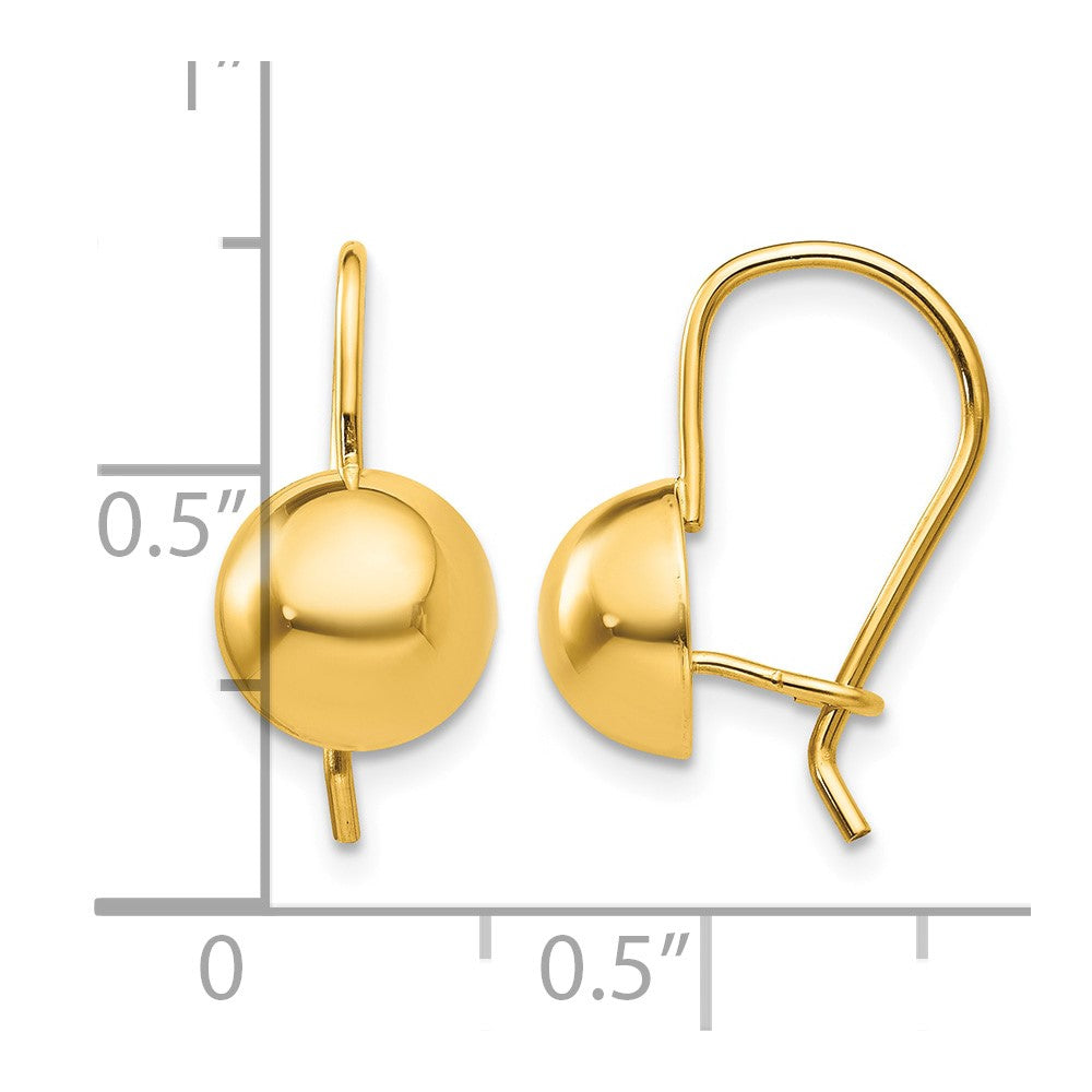 14k 8.00mm Hollow Half Ball Earrings