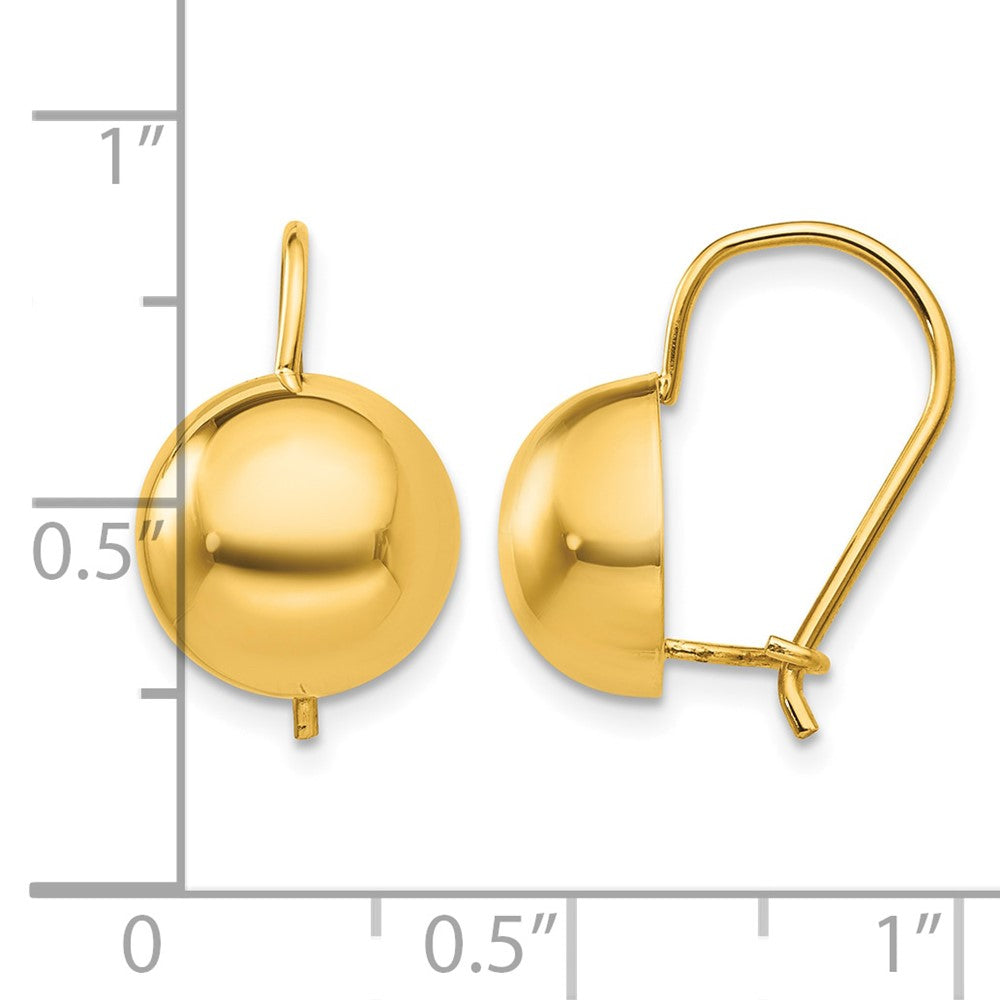 14k 10.50mm Hollow Half Ball Earrings