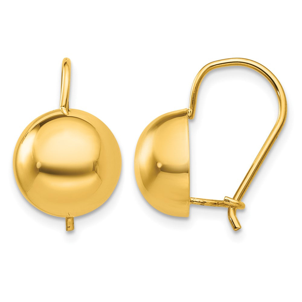 14k 10.50mm Hollow Half Ball Earrings