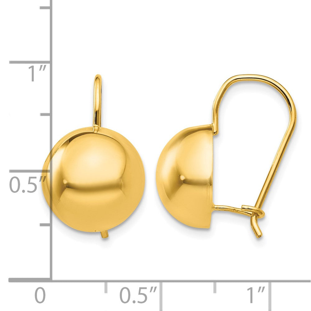 14k 12.00mm Hollow Half Ball Earrings