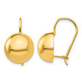 14k 12.00mm Hollow Half Ball Earrings