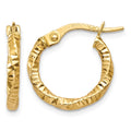 14K Polished and Textured Hoop Earrings