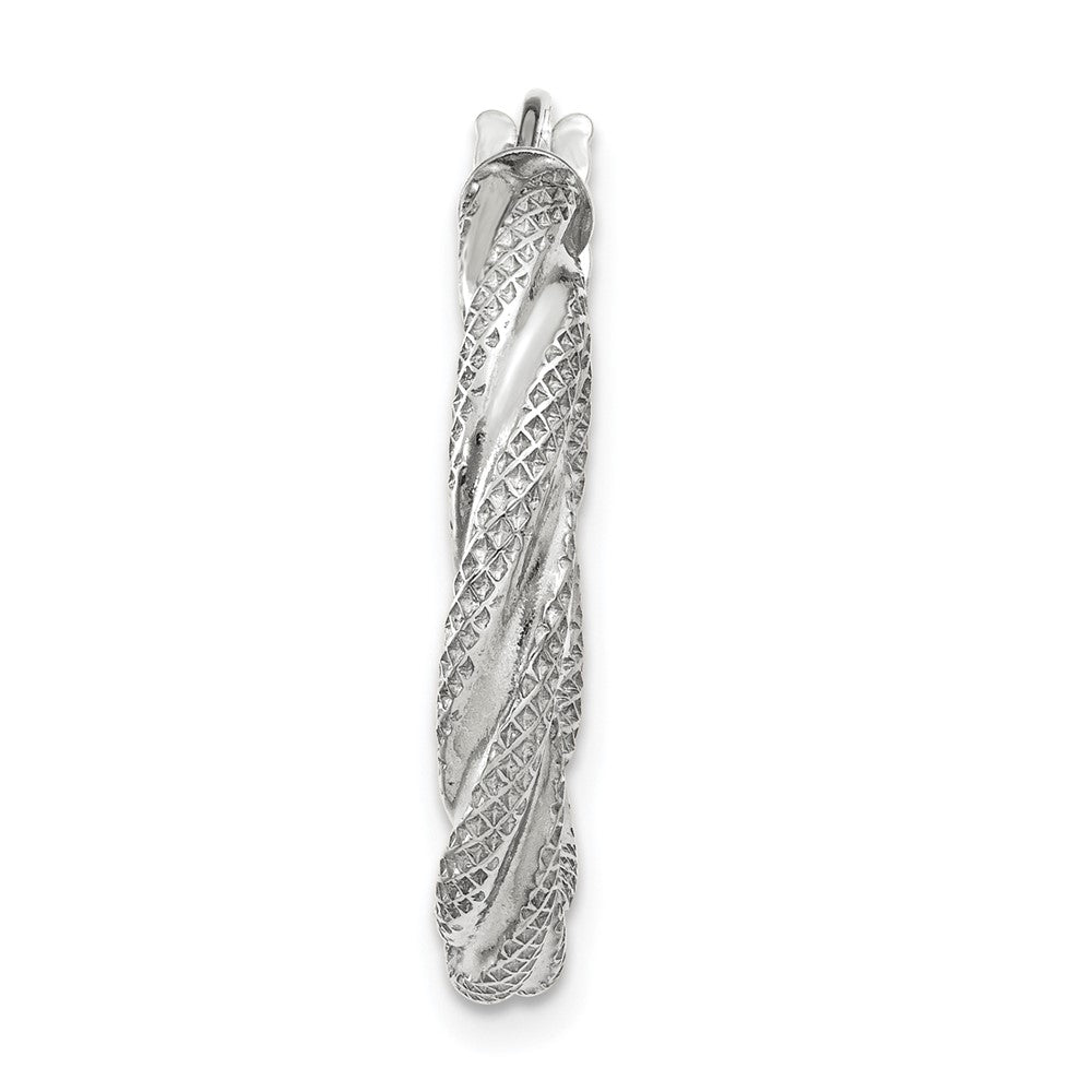 Single 14K White Gold Twisted Textured Hoop Earring