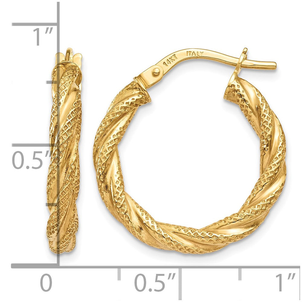14K Twisted Textured Hoop Earrings