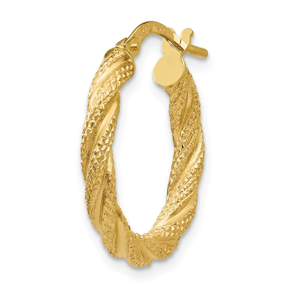Single 14K Twisted Textured Hoop Earring