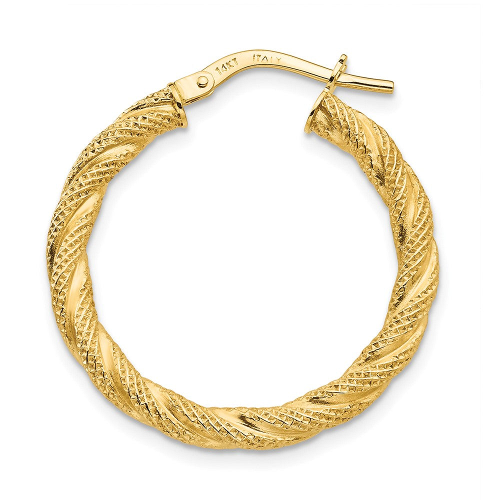 Single 14K Twisted Textured Hoop Earring