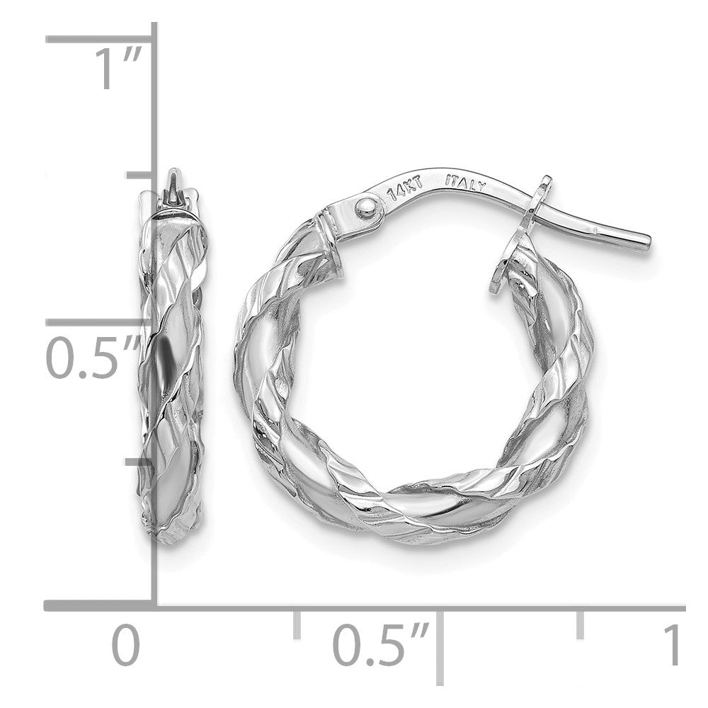 14K White Gold Twisted Rope Hoop Earrings
