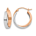 14k Rose and White Gold Polished Oval Hoop Earrings