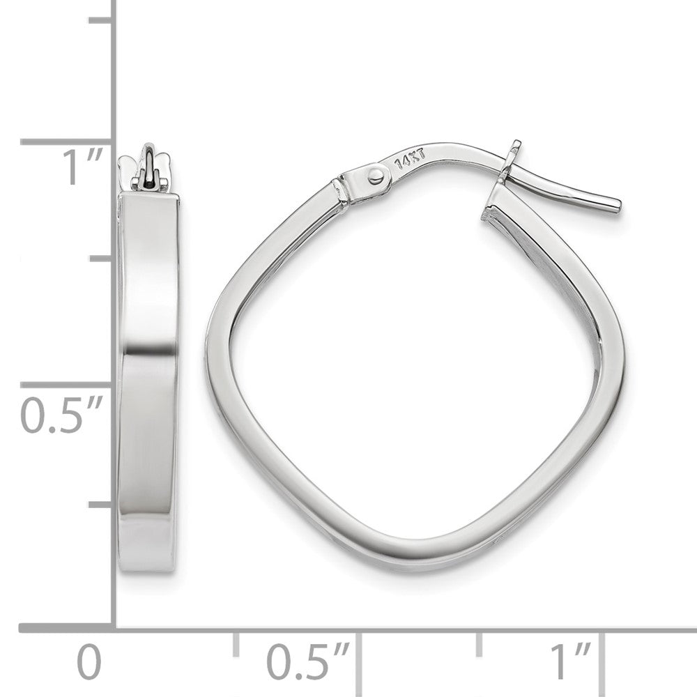 14K White Gold Flat Edge Square Hoop Earrings