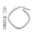 14K White Gold Flat Edge Square Hoop Earrings