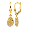 14K Gold Polished Diamond-cut Satin Puff Dangle Leverback Earrings