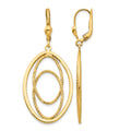 14K Gold Textured and Polished Dangle Leverback Earrings
