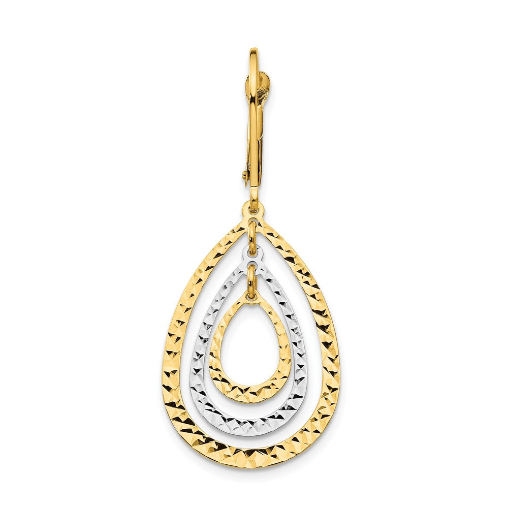 Single 14K Two-tone Diamond Cut Leverback Earring