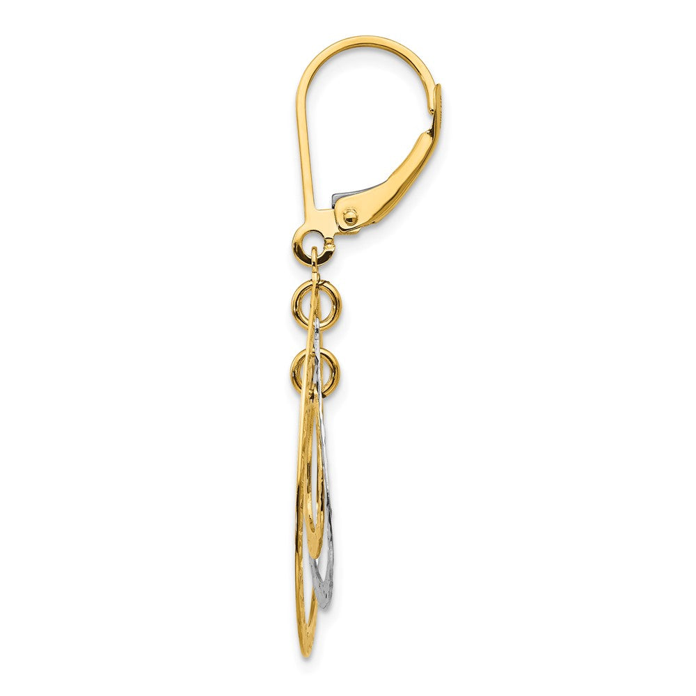 Single 14K Two-tone Diamond Cut Leverback Earring