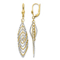 14K Two-tone Polished Diamond-cut Dangle Leverback Earrings