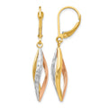 14K Two-tone with White Rhodium Diamond-cut Leverback Earrings