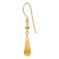Single 14K Grooved Puffed Teardrop Shepherd Hook Earring