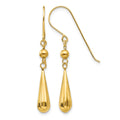 14K Grooved Puffed Teardrop Shepherd Hook Earrings