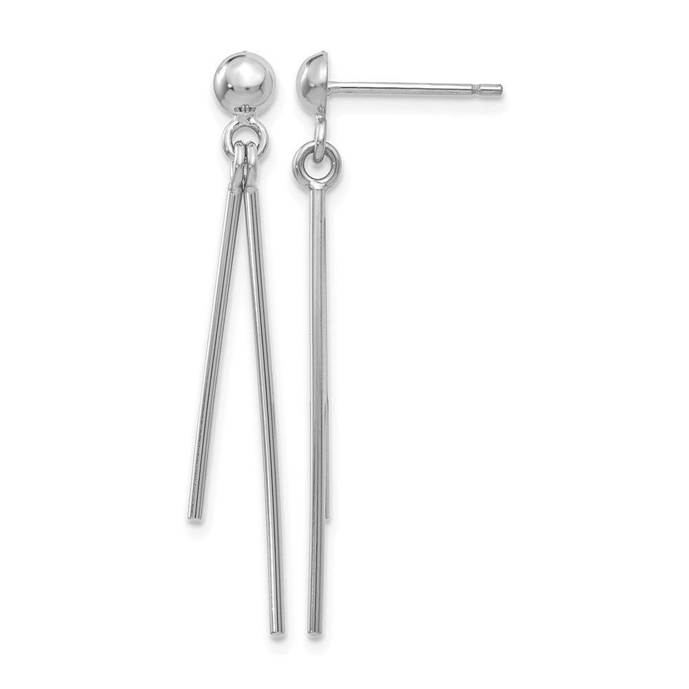 14k White Gold Polished Post Dangle Earrings